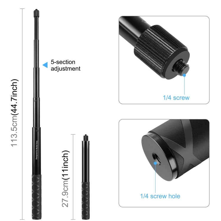 Motorcycle Camera Monopod Holder Bicycle Handlebar Mount Bracket Invisible Selfie Stick