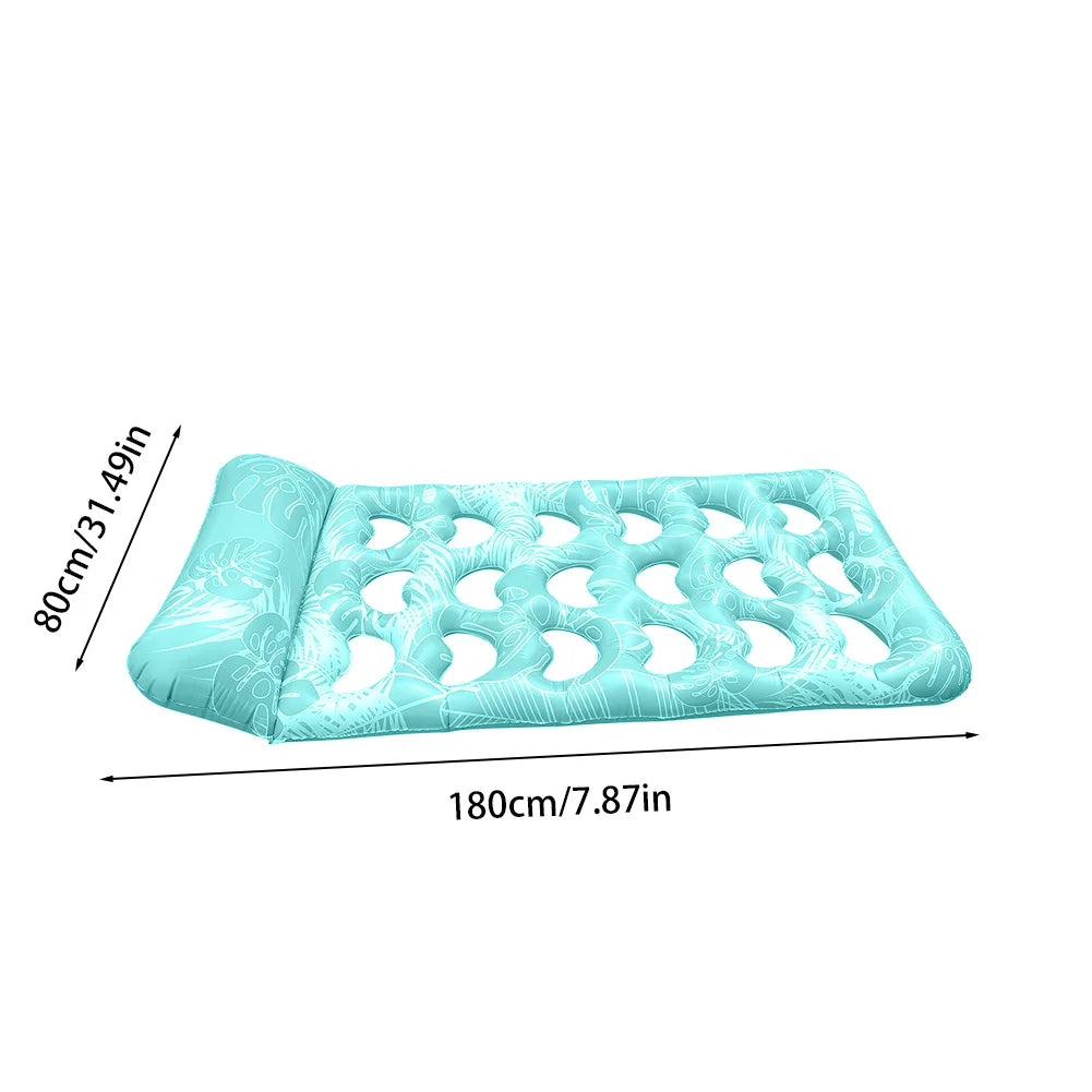 Inflatable Pool Float Lounger with Headrest Inflatable Floating Bed PVC Floating Lounger Air Mattress for Swimming Pool Party