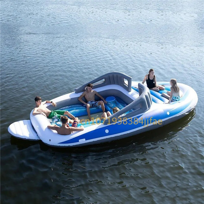 Cama Flotante Inflable De PVC Para 4-6 Personas, Barco Pirata, Corte, Fila Flotante Para Varias Personas