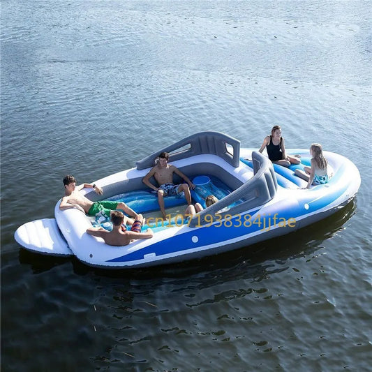 Cama Flotante Inflable De PVC Para 4-6 Personas, Barco Pirata, Corte, Fila Flotante Para Varias Personas