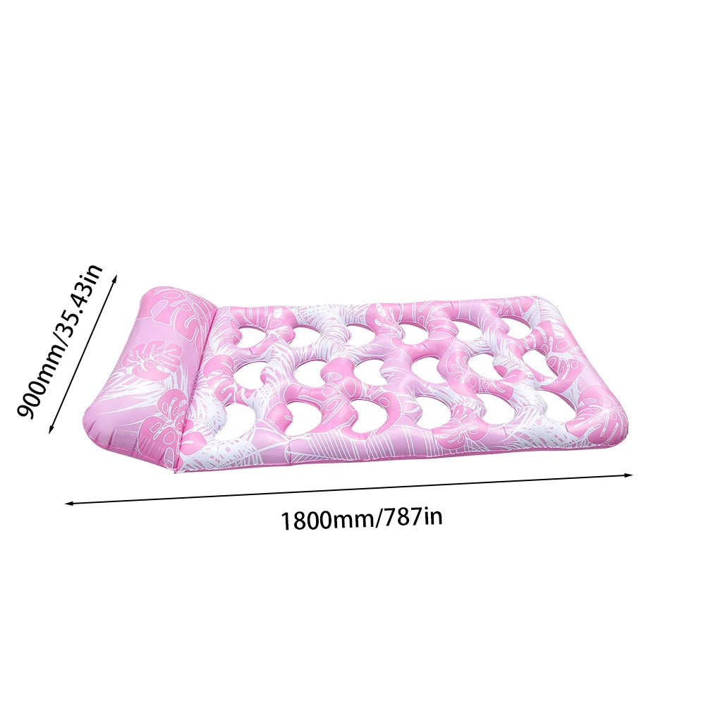 Inflatable Pool Float Lounger with Headrest Inflatable Floating Bed PVC Floating Lounger Air Mattress for Swimming Pool Party