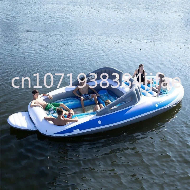 Cama Flotante Inflable De PVC Para 4-6 Personas, Barco Pirata, Corte, Fila Flotante Para Varias Personas