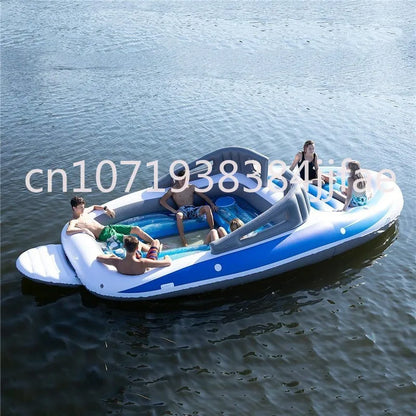 Cama Flotante Inflable De PVC Para 4-6 Personas, Barco Pirata, Corte, Fila Flotante Para Varias Personas